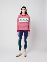 Bobo Choses Shamrock knitted striped relaxed T‑shirt - Red