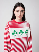 Bobo Choses Shamrock knitted striped relaxed T‑shirt - Red