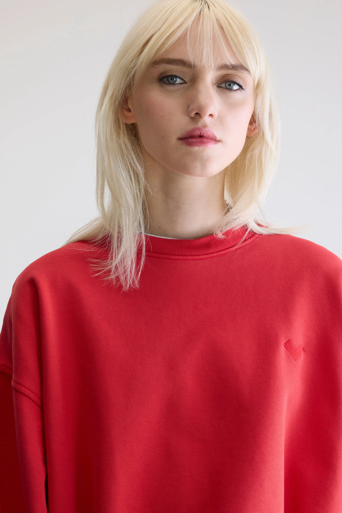 Bellerose FANCY CROPPED CREWNECK SWEATSHIRT Sanguine
