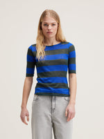 Bellerose Seas T-Shirt Black beauty / True blue Striped
