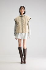 Bellerose JANO REVERSIBLE SLEEVELESS JACKET Ecru/Khaki