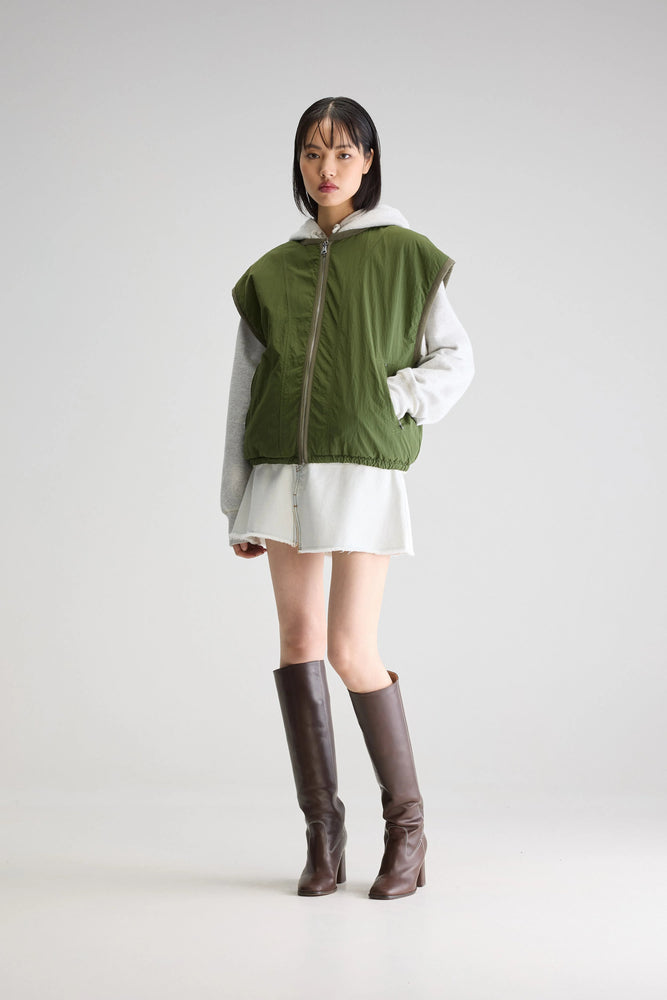 Bellerose JANO REVERSIBLE SLEEVELESS JACKET Ecru/Khaki