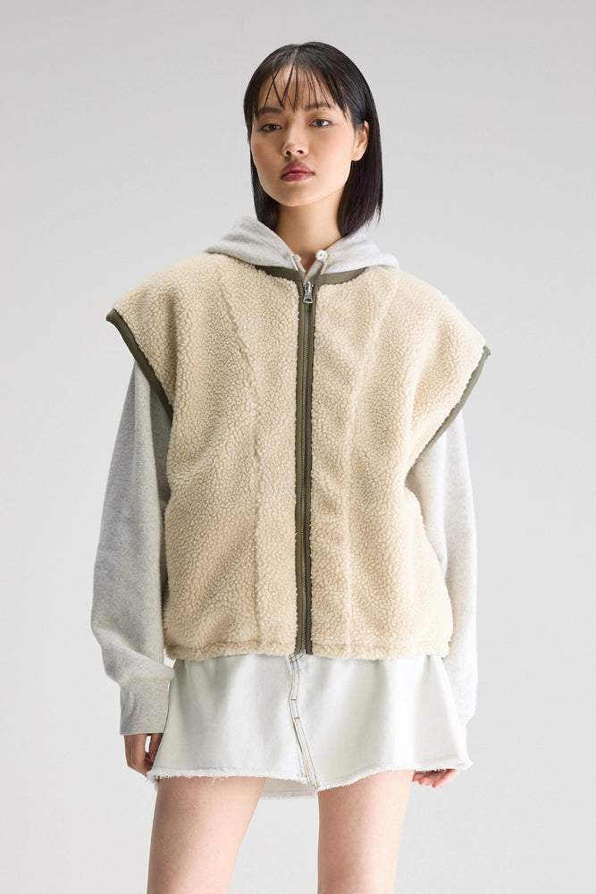 Bellerose JANO REVERSIBLE SLEEVELESS JACKET Ecru/Khaki