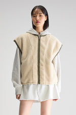 Bellerose JANO REVERSIBLE SLEEVELESS JACKET Ecru/Khaki