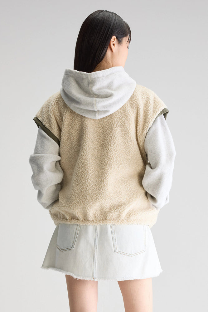 Bellerose JANO REVERSIBLE SLEEVELESS JACKET Ecru/Khaki