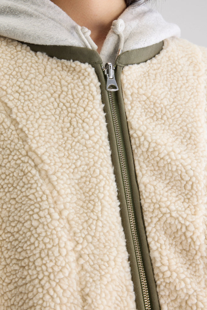 Bellerose JANO REVERSIBLE SLEEVELESS JACKET Ecru/Khaki
