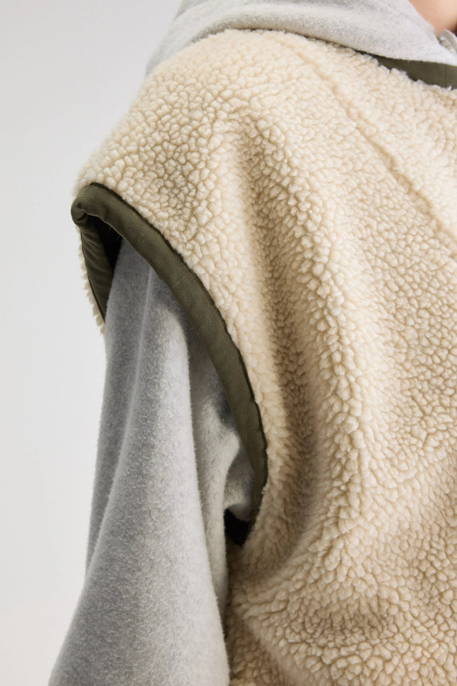 Bellerose JANO REVERSIBLE SLEEVELESS JACKET Ecru/Khaki