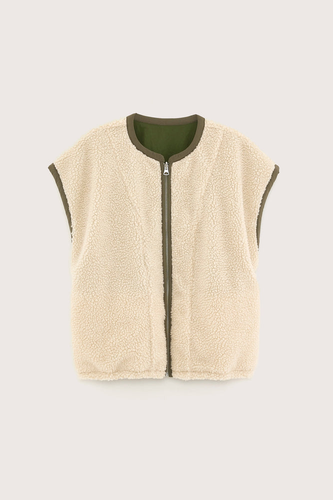 Bellerose JANO REVERSIBLE SLEEVELESS JACKET Ecru/Khaki