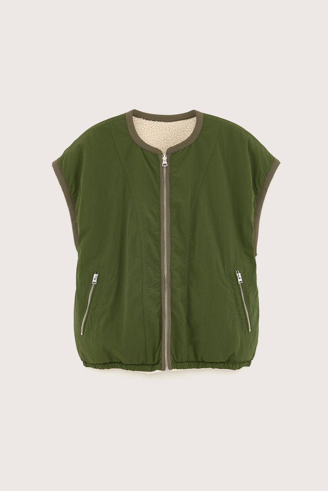 Bellerose JANO REVERSIBLE SLEEVELESS JACKET Ecru/Khaki