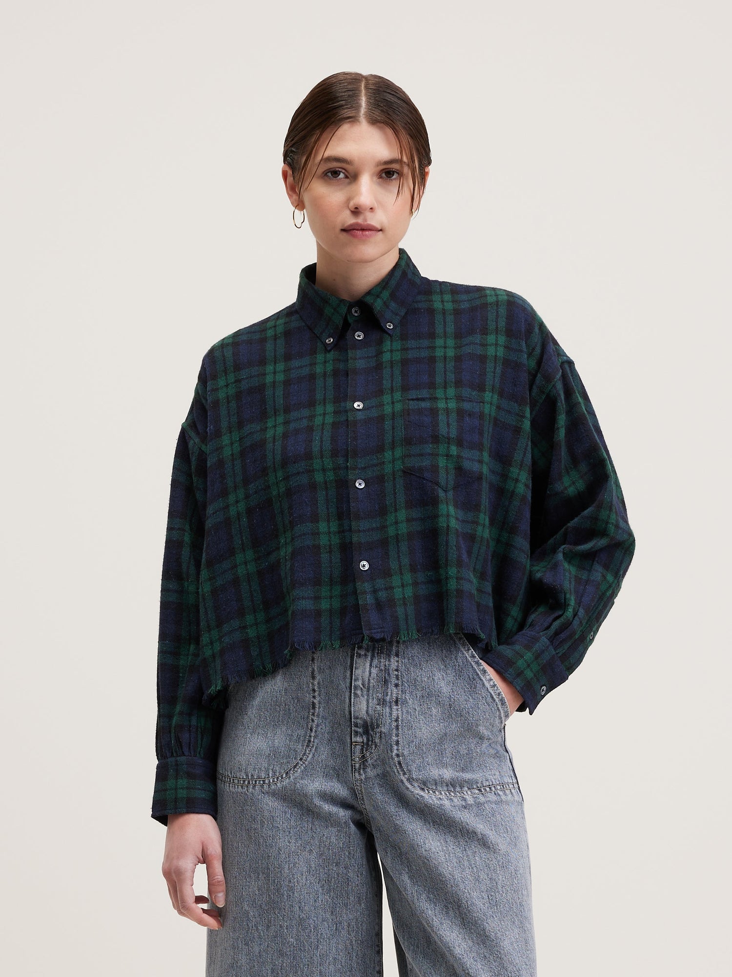 Bellerose Kraft Oversized Shirt Black-Watch Checkered – Peony Rouge