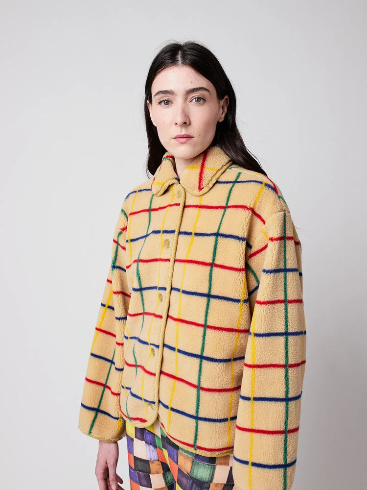 Bobo Choses Color Striped sheepskin jacket