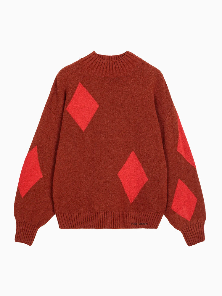 Bobo Choses Diamond card turtle neck jumper - Brown