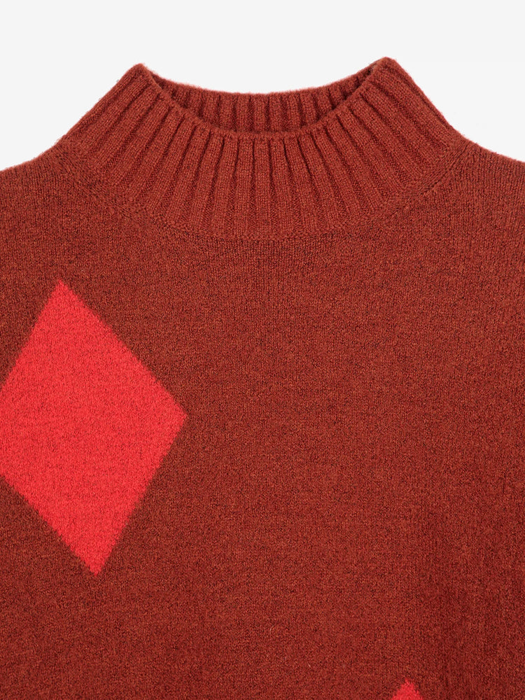 Bobo Choses Diamond card turtle neck jumper - Brown