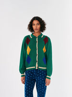 Bobo Choses DIAMONDS COLLAR CARDIGAN Green