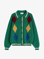 Bobo Choses DIAMONDS COLLAR CARDIGAN Green
