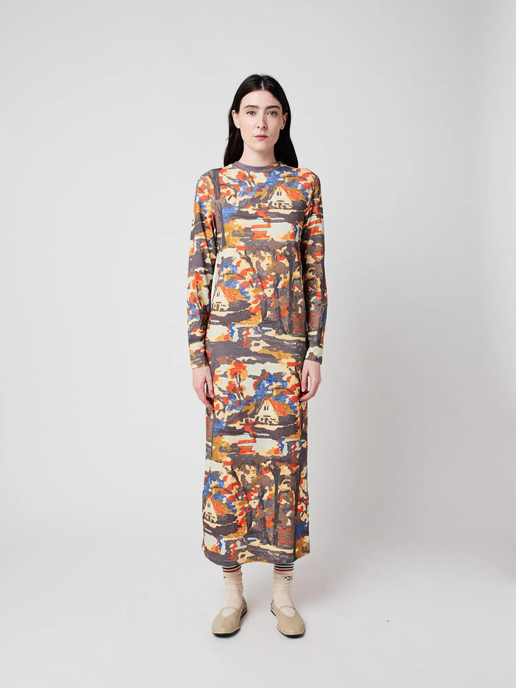 Bobo Choses Forest House pattern straight dress