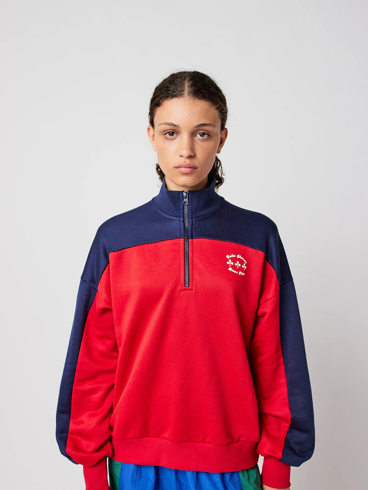 Bobo Choses Half zip color block sweatshirt - Red
