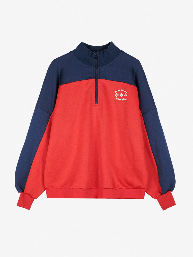 Bobo Choses Half zip color block sweatshirt - Red
