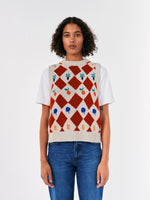 Bobo Choses HARLEQUIN PRINTED KNITTED VEST Red