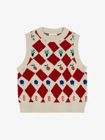 Bobo Choses HARLEQUIN PRINTED KNITTED VEST Red
