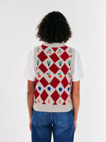 Bobo Choses HARLEQUIN PRINTED KNITTED VEST Red