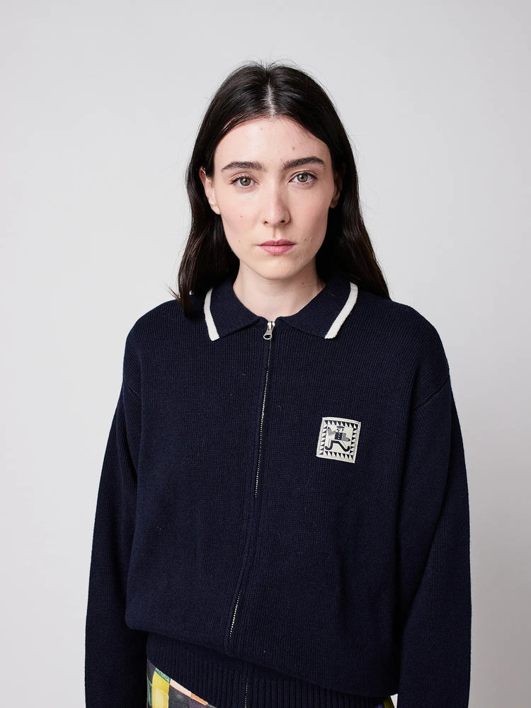 Bobo Choses Mr Pencil zipped cardigan - Navy blue