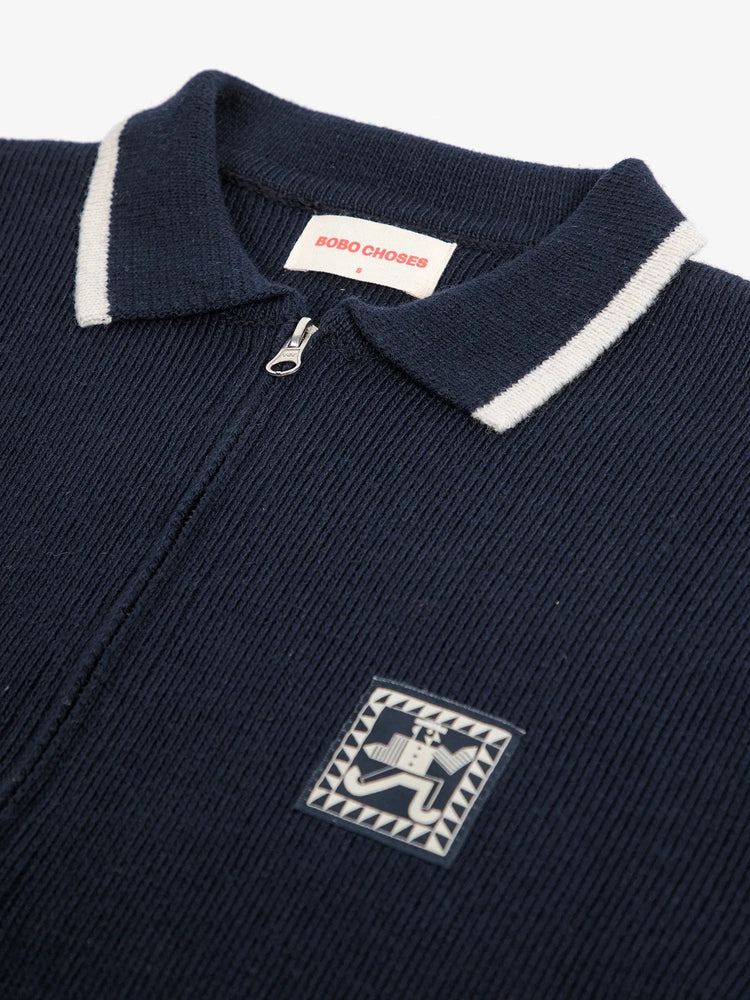 Bobo Choses Mr Pencil zipped cardigan - Navy blue