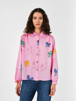Bobo Choses WONDER HORSE PRINT GATHERED SHIRT Pink