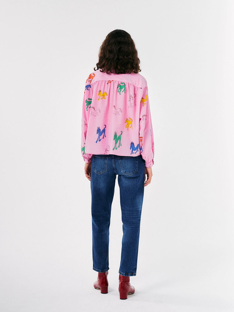 Bobo Choses WONDER HORSE PRINT GATHERED SHIRT Pink