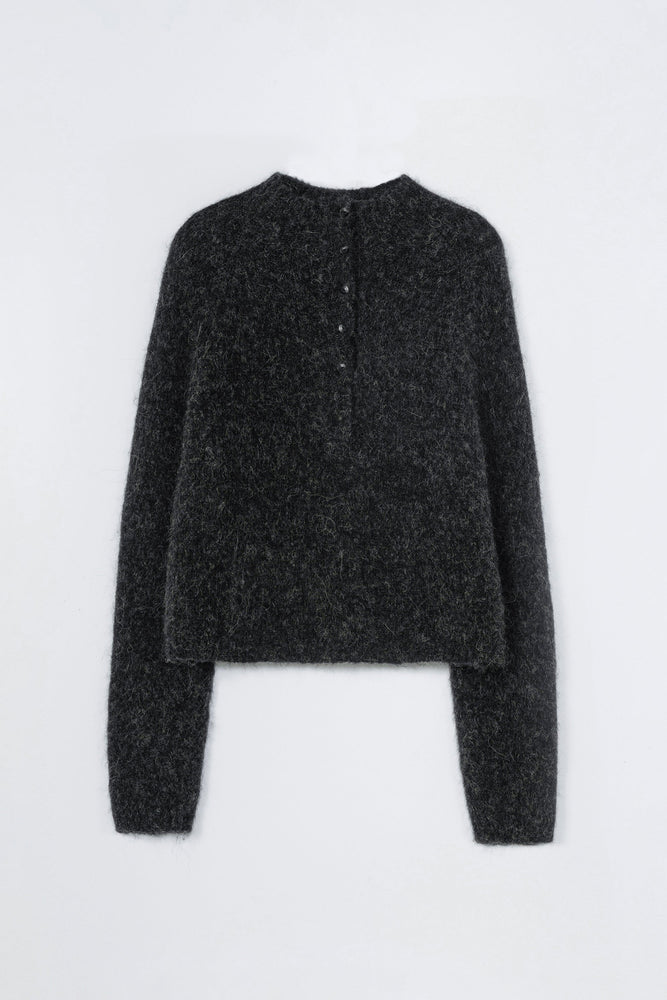 Cordera BABY ALPACA POLO SWEATER - Anthracite