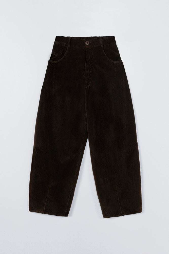 Cordera CORDUROY BAGGY PANTS SAGE - Brown