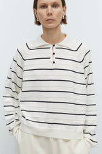 Cordera MERINO WOOL STRIPED POLO - White