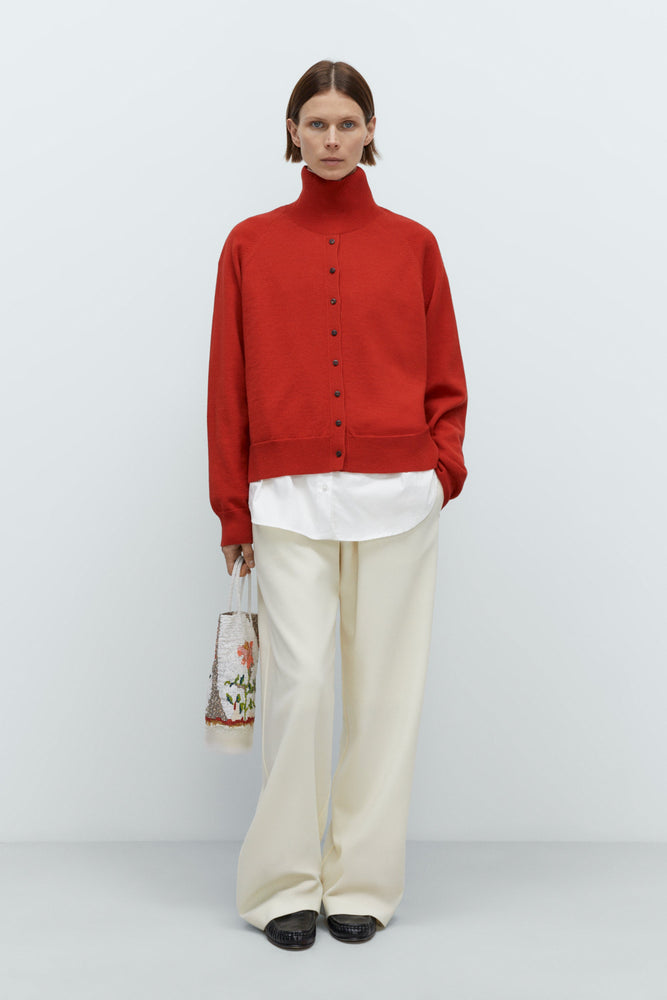 Cordera MERINO WOOL BUTTONED SWEATER - Red