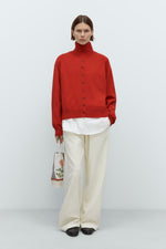 Cordera MERINO WOOL BUTTONED SWEATER - Red