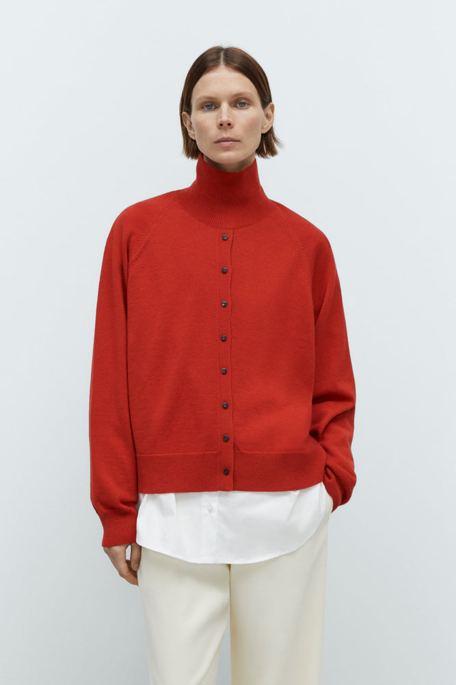 Cordera MERINO WOOL BUTTONED SWEATER - Red