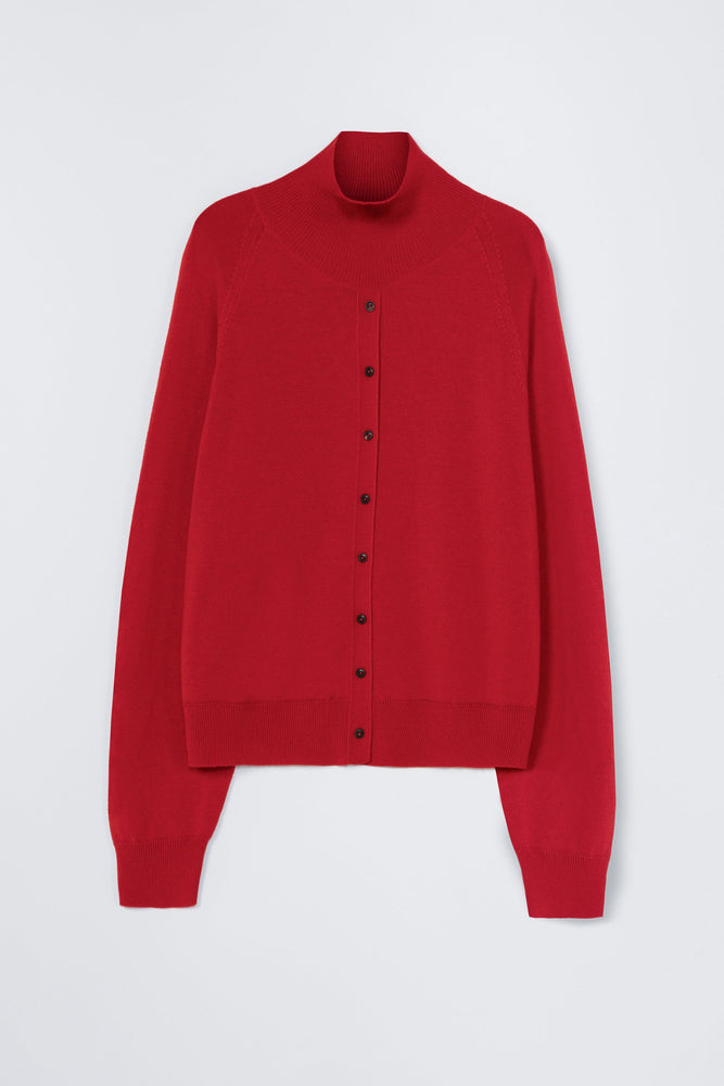 Cordera MERINO WOOL BUTTONED SWEATER - Red