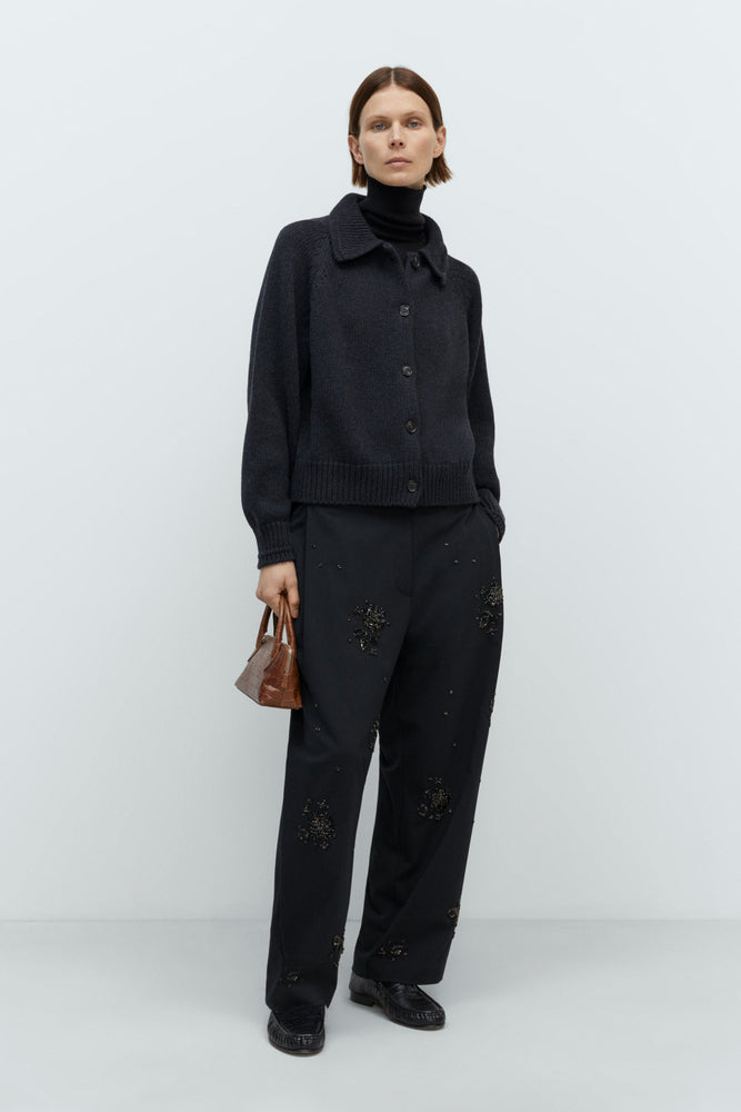 Cordera MERINO WOOL COLLAR CARDIGAN - Anthracite
