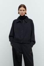 Cordera MERINO WOOL COLLAR CARDIGAN - Anthracite