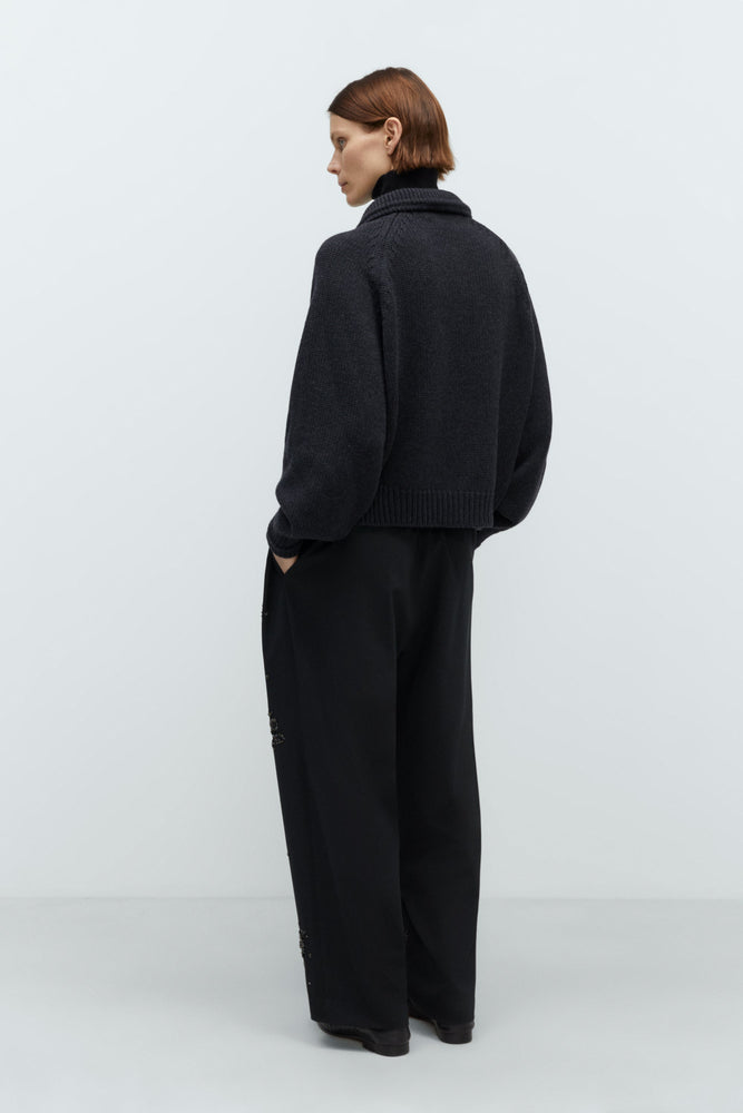 Cordera MERINO WOOL COLLAR CARDIGAN - Anthracite