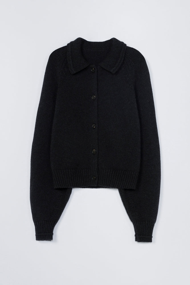 Cordera MERINO WOOL COLLAR CARDIGAN - Anthracite