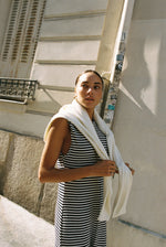 Collectors Club Diegotte dress - Ecru/Navy Stripes
