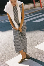 Collectors Club Diegotte dress - Ecru/Navy Stripes