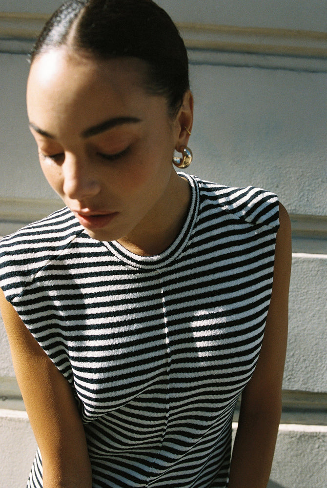 Collectors Club Diegotte dress - Ecru/Navy Stripes