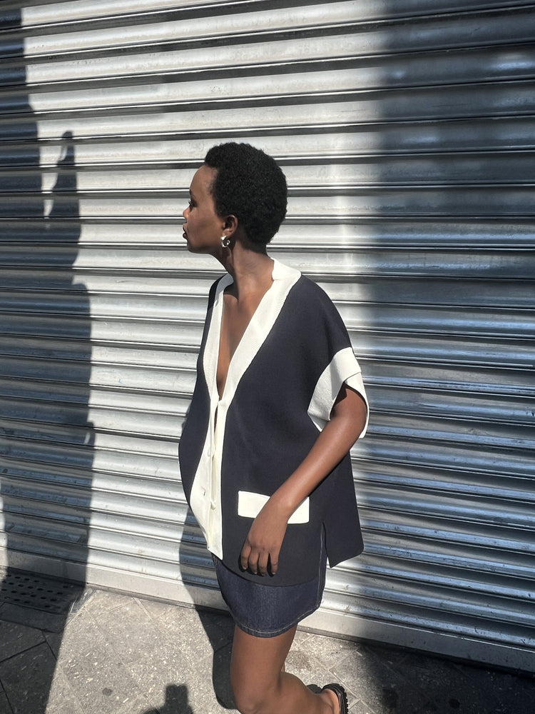Collectors Club Kite cardigan - Navy/Ecru
