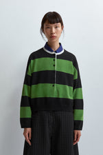 Cordera MERINO WOOL STRIPED POLO SWEATER HERBA