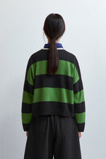 Cordera MERINO WOOL STRIPED POLO SWEATER HERBA