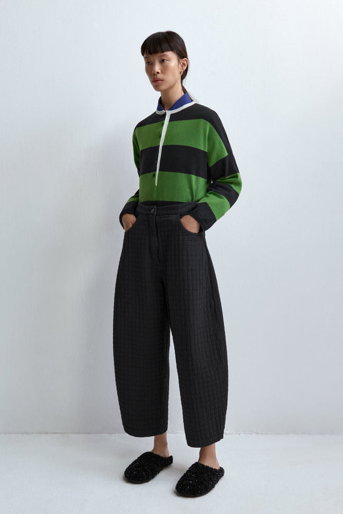 Cordera MERINO WOOL STRIPED POLO SWEATER HERBA