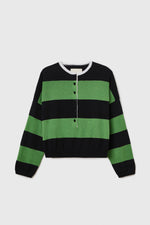 Cordera MERINO WOOL STRIPED POLO SWEATER HERBA