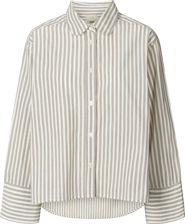 Gai + Lisva FLORA SHIRT YARN DYED GOTS 243975 - WHITE/ KANGAROO