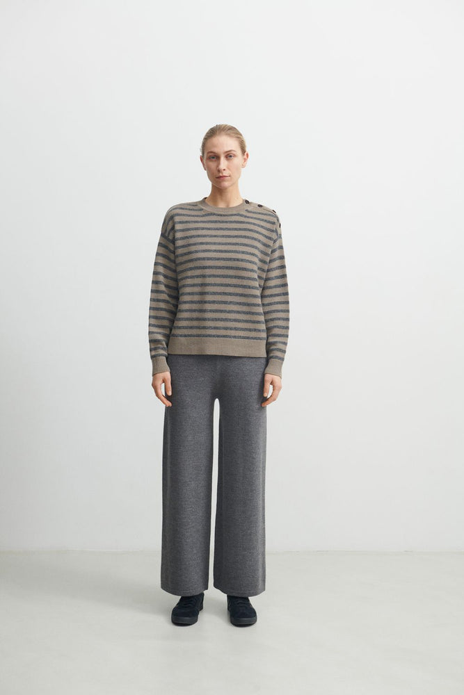 FUB Striped Crewneck Hazel/Grey Melange